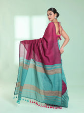 Sky Blue Patli Pallu Cotton Saree With Texture Design-MA59CT06570027